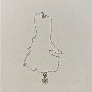 Sterling-Style Silver Initial W Pendant Necklace